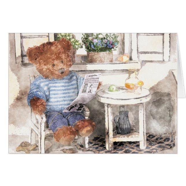 Dinky Bears Watercolor - Reading Bear (Front Horizontal)
