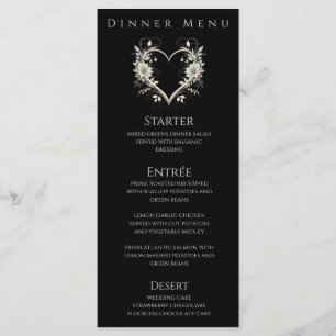 Dinner and Bar Menu-Modern Flowers with a Heart Menu