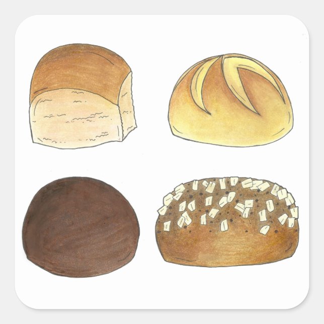 Dinner Bread Rolls Buns Bakery Baker Chef Foodie Square Sticker (Front)