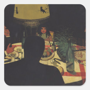 Dinner by Lamplight, 1899 Square Sticker