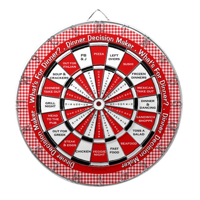 Dinner Decision Maker in Red Chequered Tablecloth Dartboard (Front)