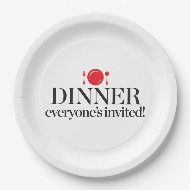 Dinner Everyone's Invited Paper Plate (Front)