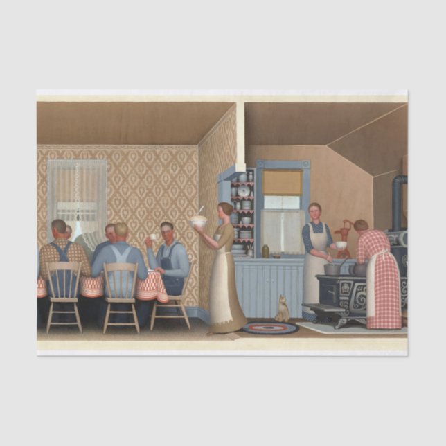 Dinner for Threshers by Grant Wood Tissue Paper (Front)