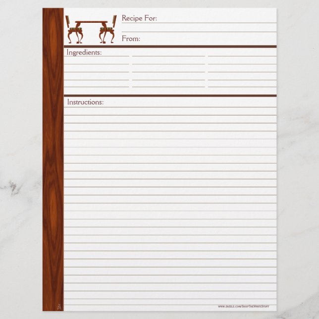 Dinner For Two - Recipe Paper (Front)