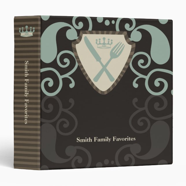 Dinner fork knife shield recipe cookbook binder (Front/Spine)