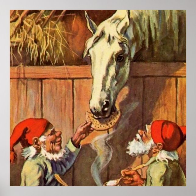 “Dinner in the Stables” by Jenny Nystrom Poster (Front)