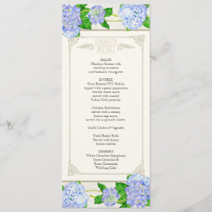 Dinner Menu - Blue Hydrangea Lace Floral Formal