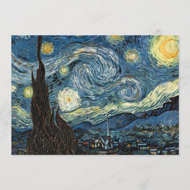 Dinner menu card, starry night (Front)