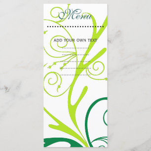 Dinner menu card, swirl floral