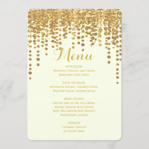 Dinner Menu Gold Confetti