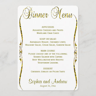 Dinner Menu | Gold Glitter