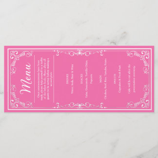Dinner Menu - Pink Princess Quinceañera