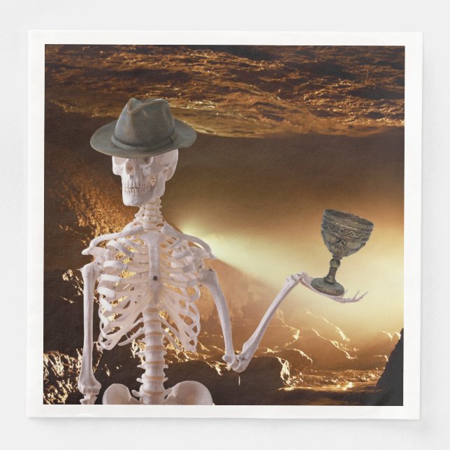 Dinner Napkins, "Indy" Bones Halloween Skeleton  Napkin (Front)