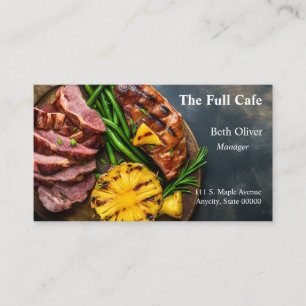 Dinner of ham with grilled pineapple and sweet pot business card