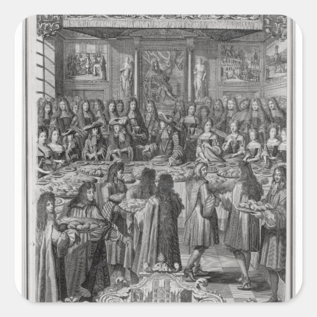 Dinner of Louis XIV  at the Hotel de ville Square Sticker (Front)