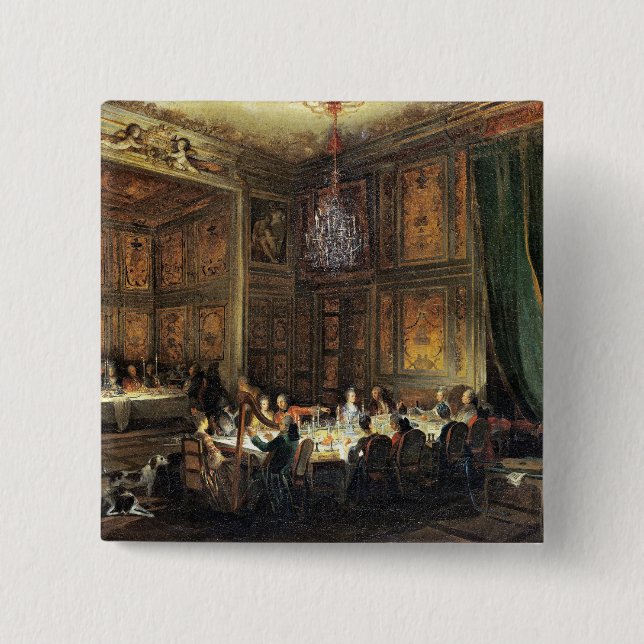 Dinner of the Prince of Conti in the Temple 2 Inch Square Button (Front)