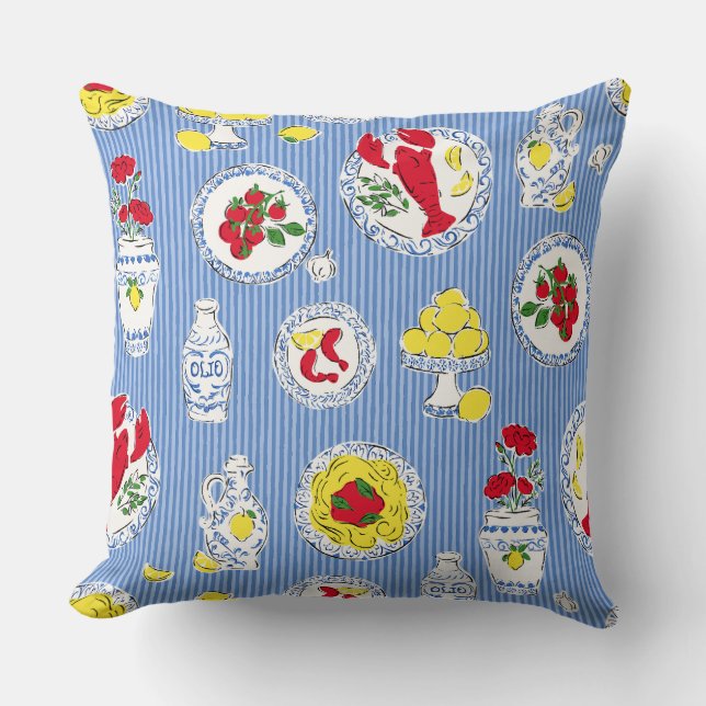 Dinner on the Amalfi Coast Throw Pillow (Front)