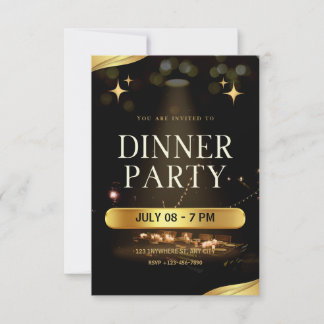 Dinner Party Invitation – Elegant Gold Design