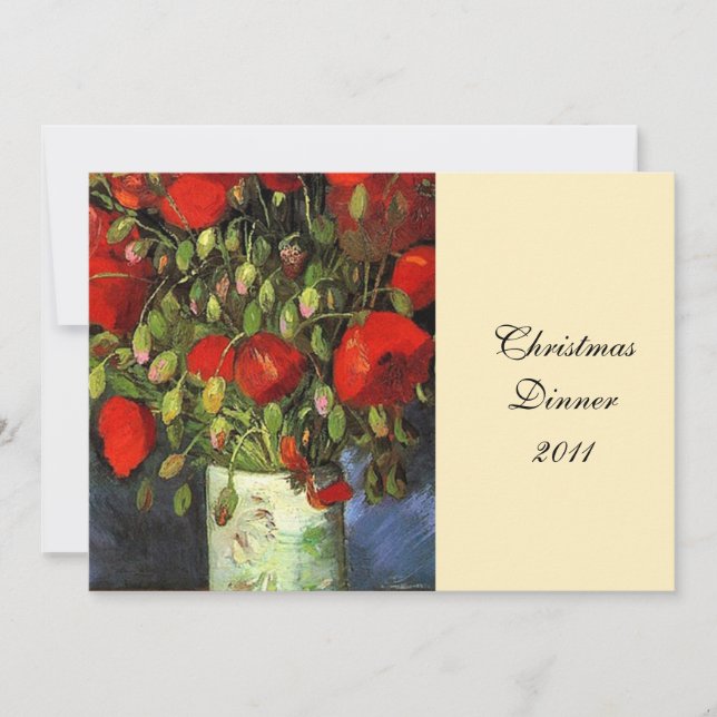 Dinner party invitation. Vase with Red Poppies Invitation (Front)