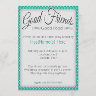Dinner Party Invitations in Emerald