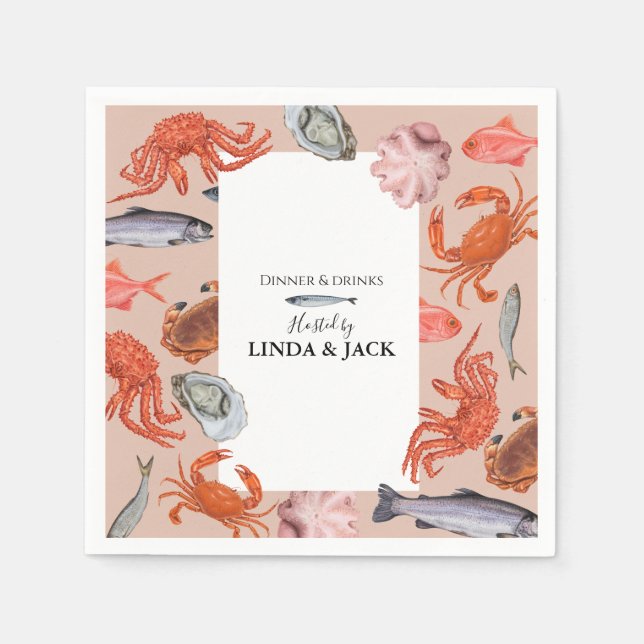 Dinner party napkins Seafood Theme (Front)