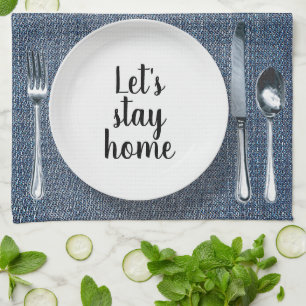 Dinner Place Setting On Blue Denim Kitchen Towel