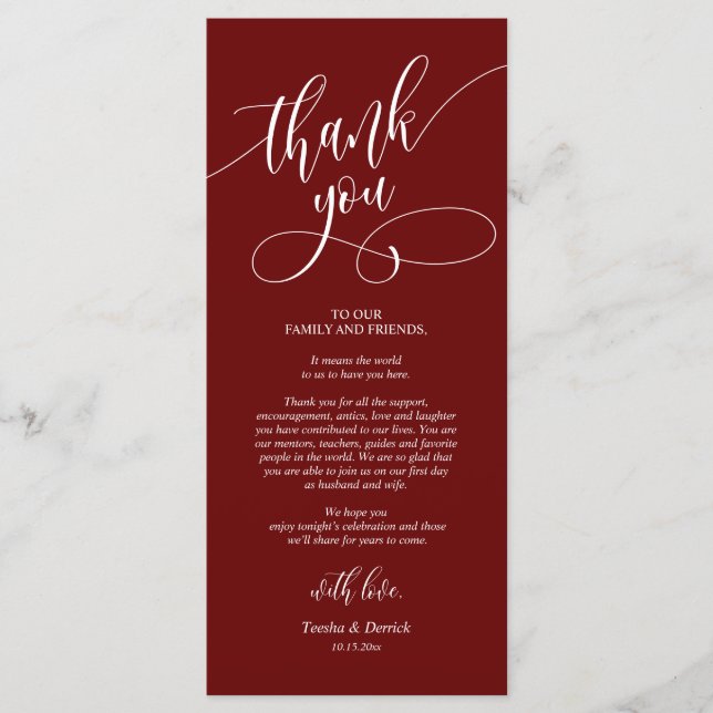 Dinner Place Setting Thank You, Calligraphy Cards  (Front)