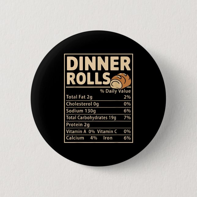 Dinner Rolls Nutrition Facts Funny Bread Food Desi 2 Inch Round Button (Front)