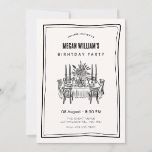 Dinner table birthday invitation