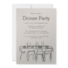 Dinner Table Party Modern Simple Line Drawing