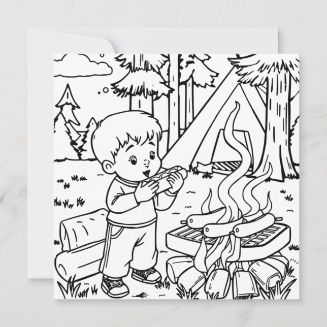 Dinner Time | Kid's Camping Colouring Page (Front)