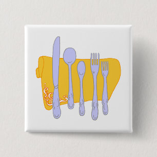 Dinnerware Cooking Design Template 2 Inch Square Button