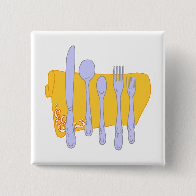Dinnerware Cooking Design Template 2 Inch Square Button (Front)