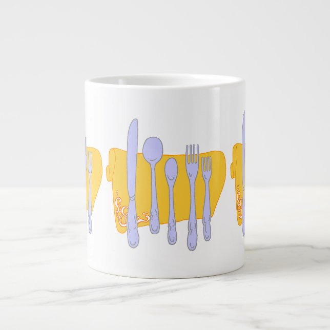Dinnerware Cooking Design Template Large Coffee Mug (Front)