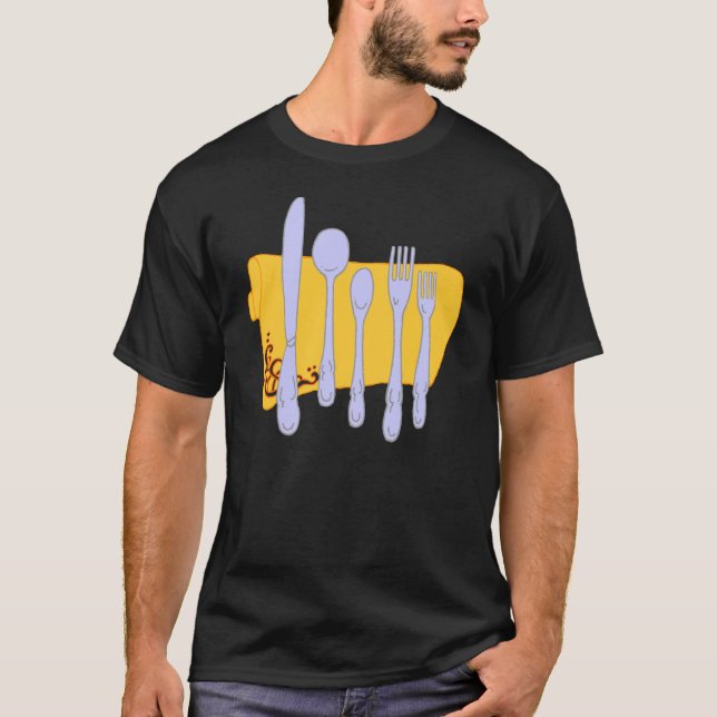 Dinnerware Cooking Design Template T-Shirt (Front)