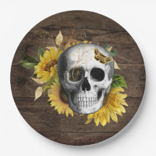 Dinnerware Reception Rustic Sunflower Skull