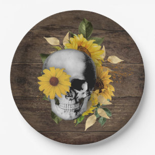  Dinnerware Reception Rustic Sunflower Skull