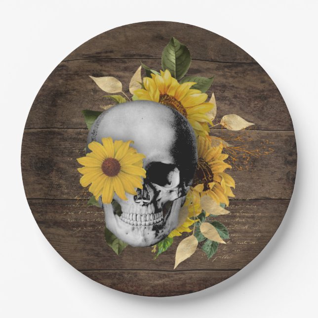  Dinnerware Reception Rustic Sunflower Skull (Front)