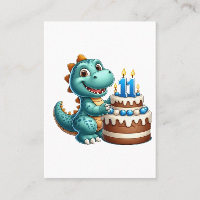 Dino 11th Birthday Calling Card (Front)