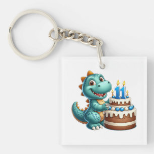 Dino 11th Birthday Keychain