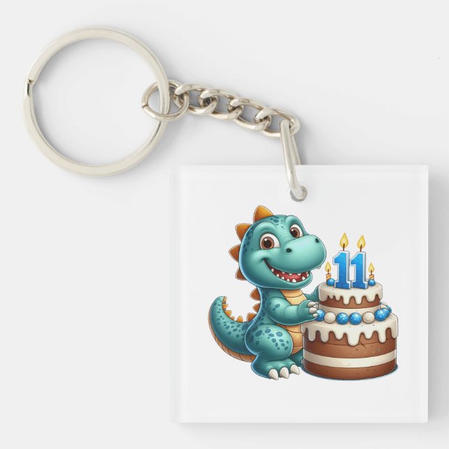 Dino 11th Birthday Keychain (Front)