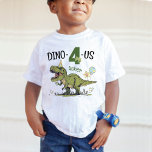 Dino-4-us Cute Dinosaur 4th Name Birthday Party  Toddler T-shirt<br><div class="desc">This super cute Dino-4-us dinosaur theme toddler t-shirt, with personalized birthday boy / girl's name, is the perfect tee to have your little one wear at their awesome Jurassic dinosaur theme 4th birthday party - super cute photo keepsake moment! Design features a roaring t-rex dinosaur cartoon wearing a funny birthday...</div>