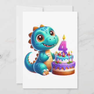 Dino 4th Birthday Card