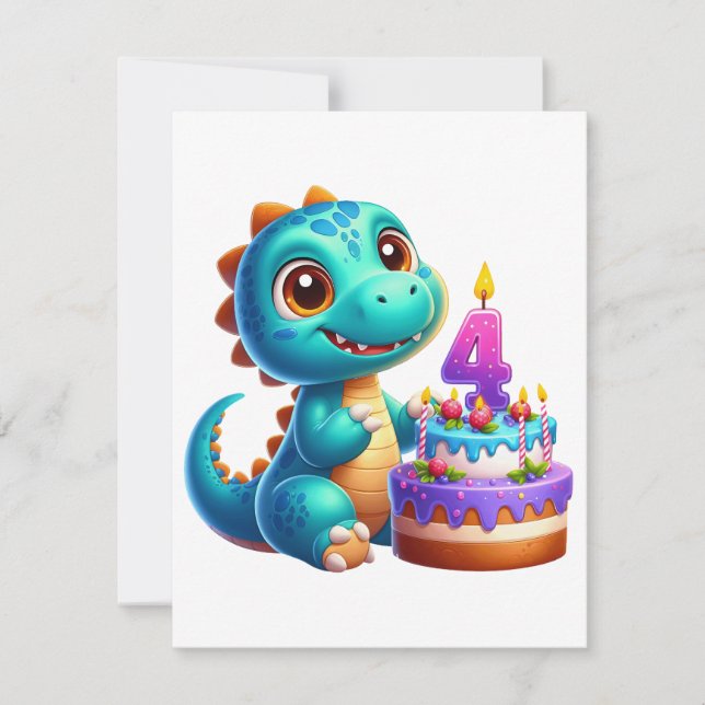 Dino 4th Birthday Invitation (Front)
