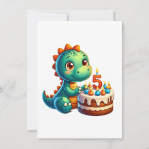 Dino 5th Birthday Invitation