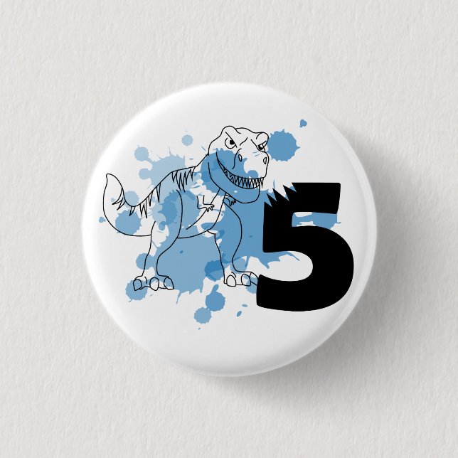 Dino 5th Birthday Pin (Front)