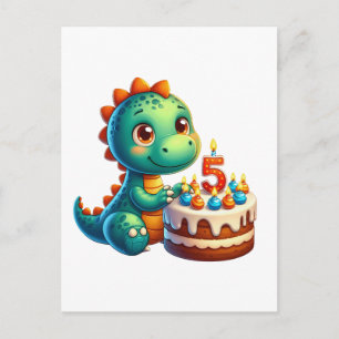 Dino 5th Birthday Postcard