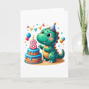 Dino 8th Birthday Card