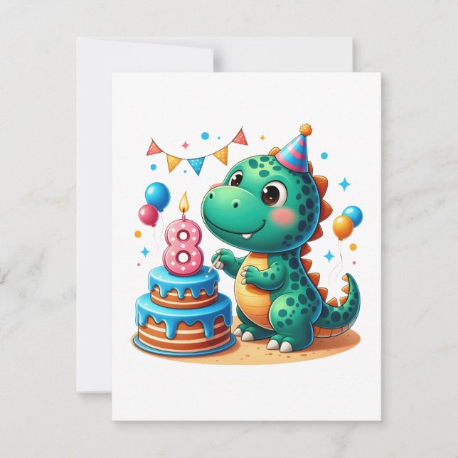 Dino 8th Birthday Card (Front)