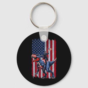 Dino Abraham Lincoln 4th Of July Shirt Boys Americ Keychain